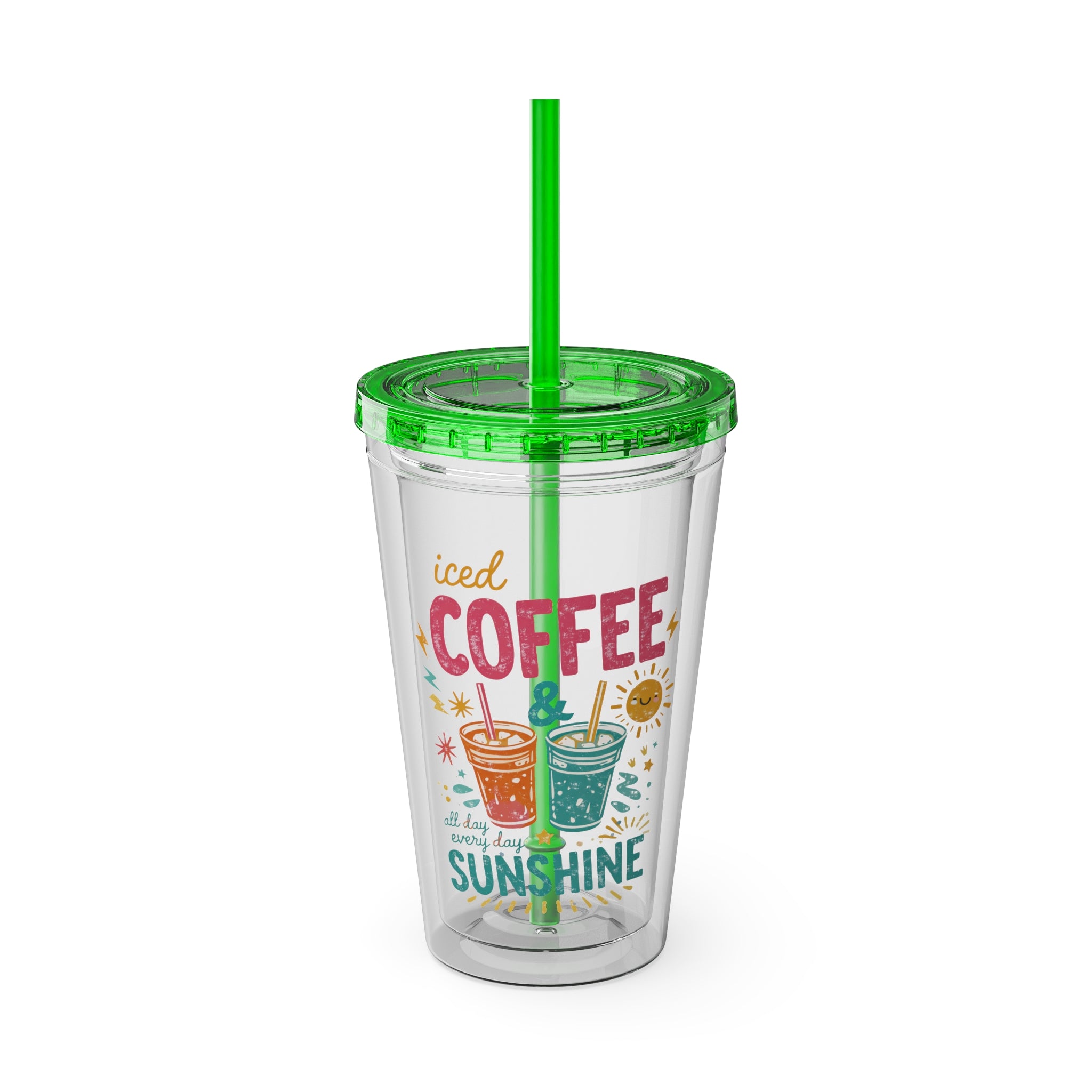 Iced Coffee & Sunshine - Tumbler with Straw, 16oz