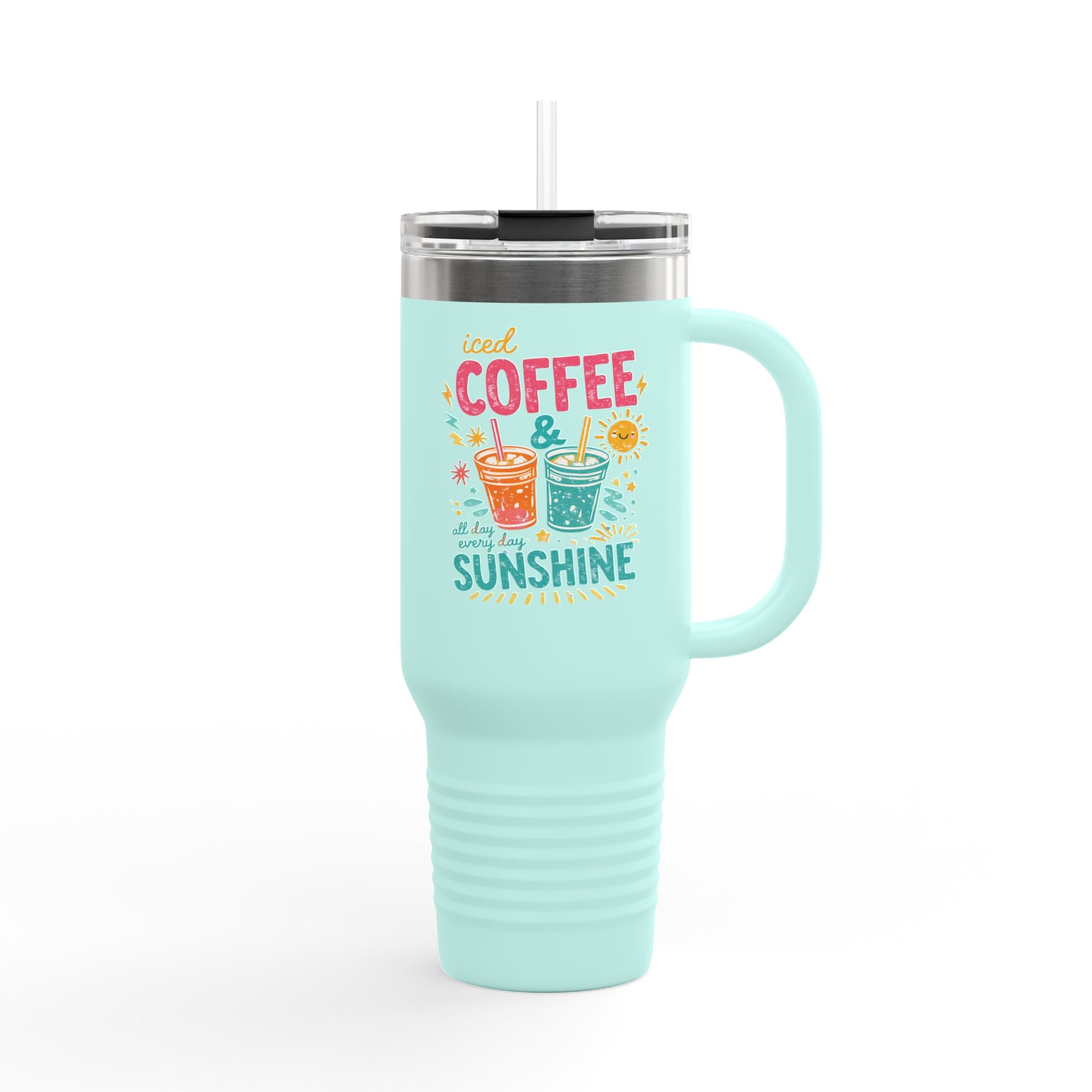 Iced Coffee & Sunshine - Insulated Travel Mug, 40oz