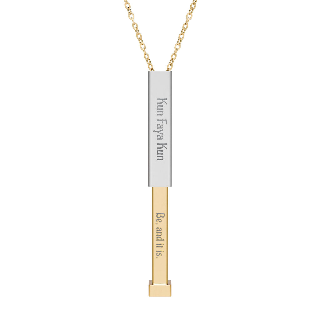 Kun Faya Kun - Hidden Message Sliding Blank Bar Necklace