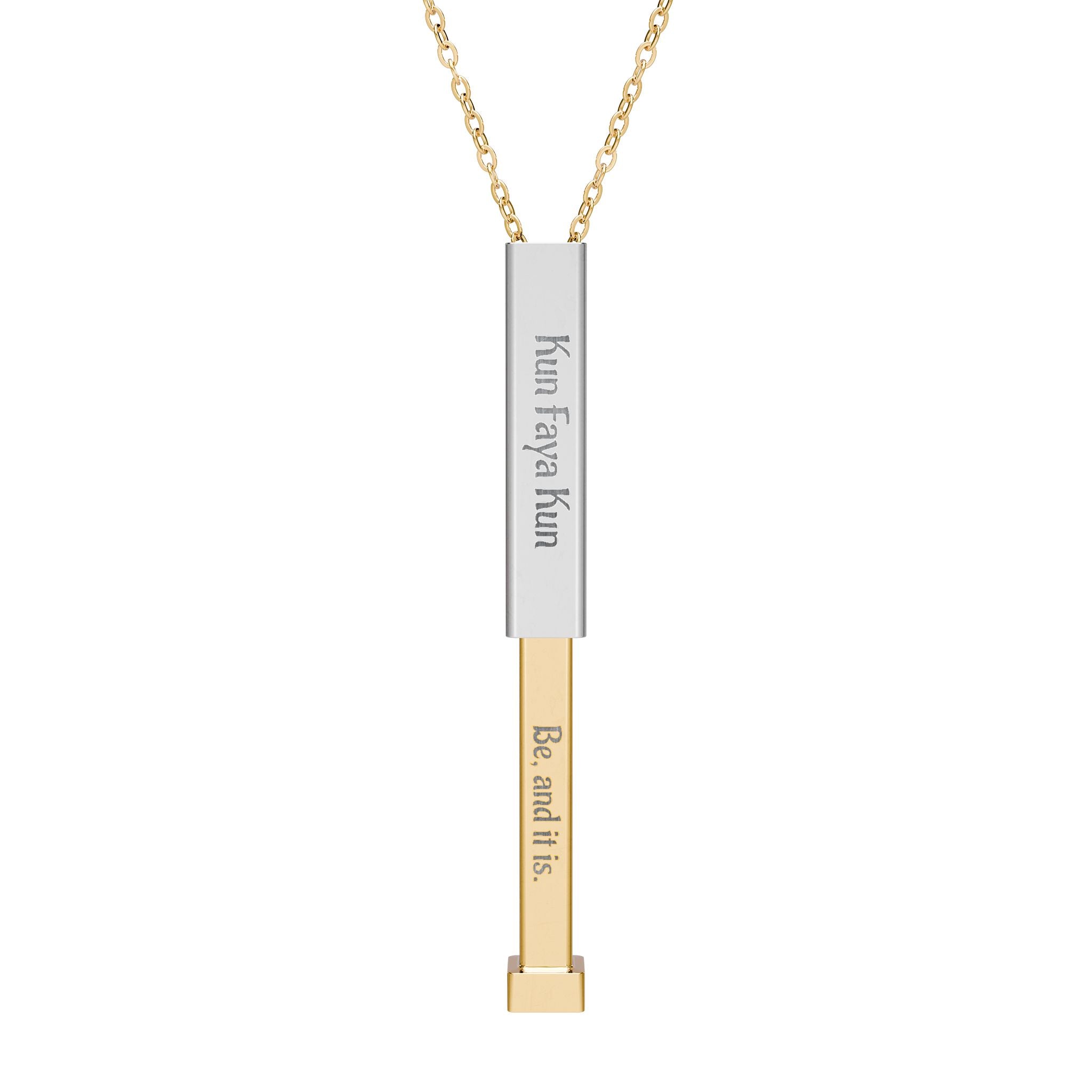 Kun Faya Kun - Hidden Message Sliding Blank Bar Necklace