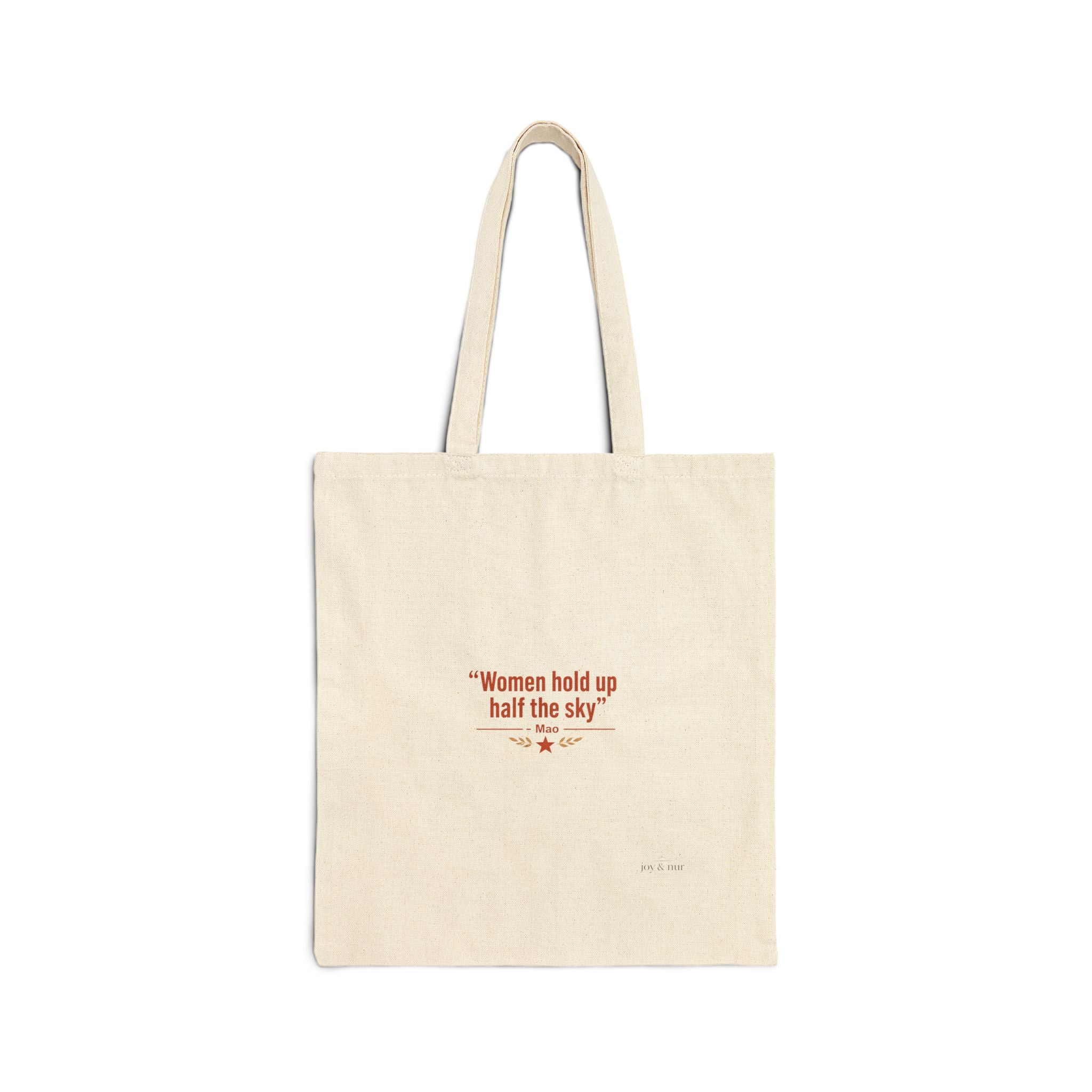 Women Hold Up Half the Sky – Front & Back Graphic Cotton Canvas Tote Bag