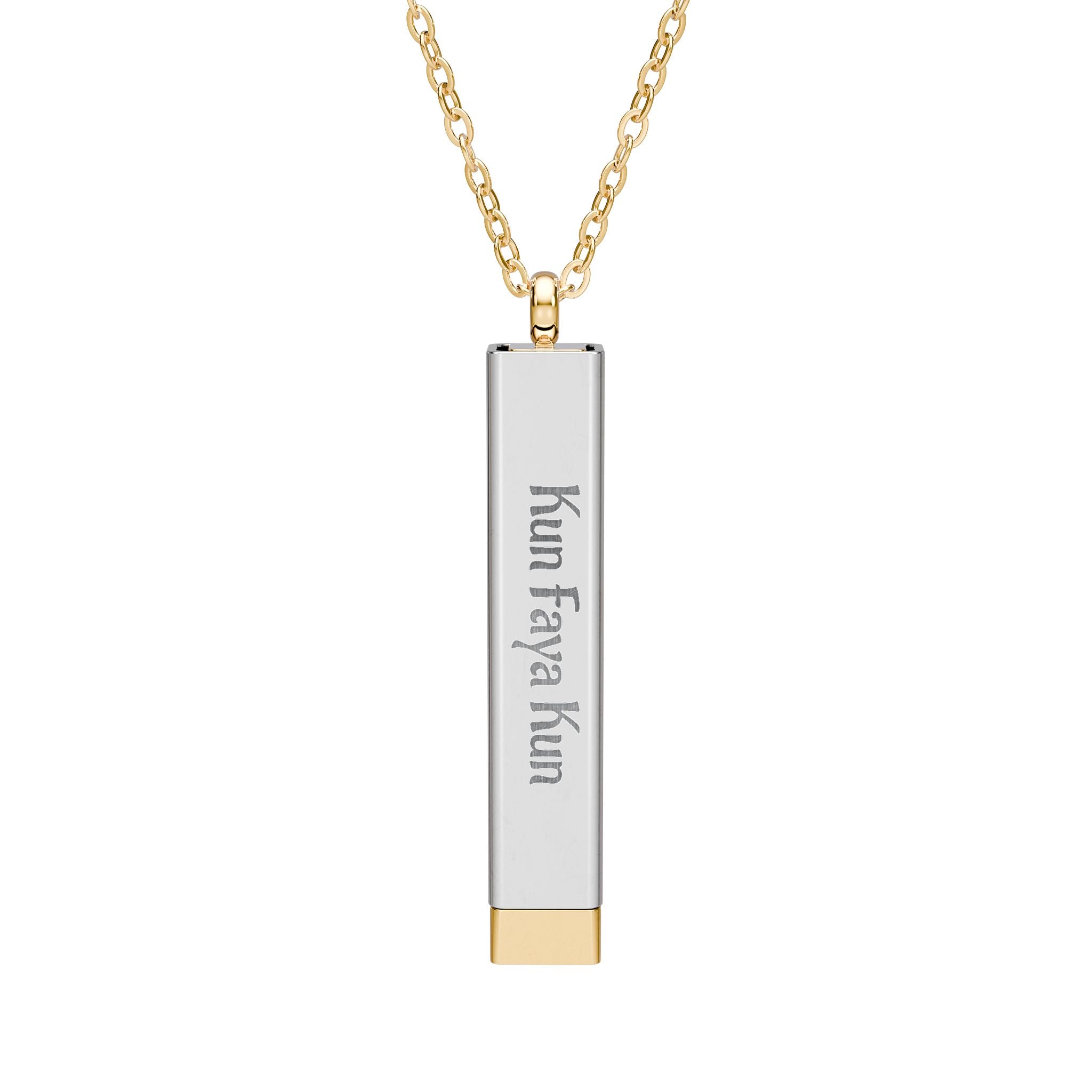 Kun Faya Kun - Hidden Message Sliding Blank Bar Necklace