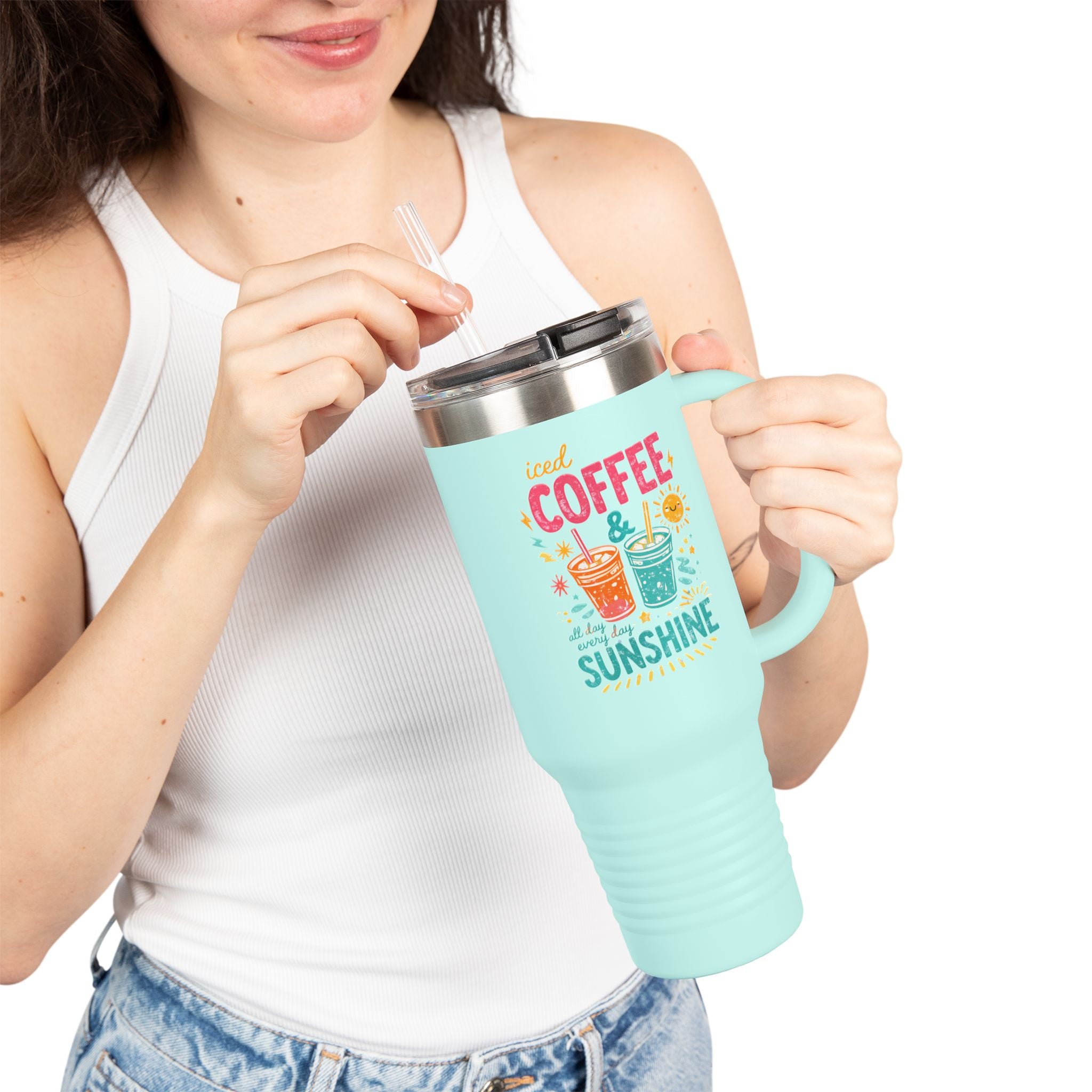 Iced Coffee & Sunshine - Insulated Travel Mug, 40oz