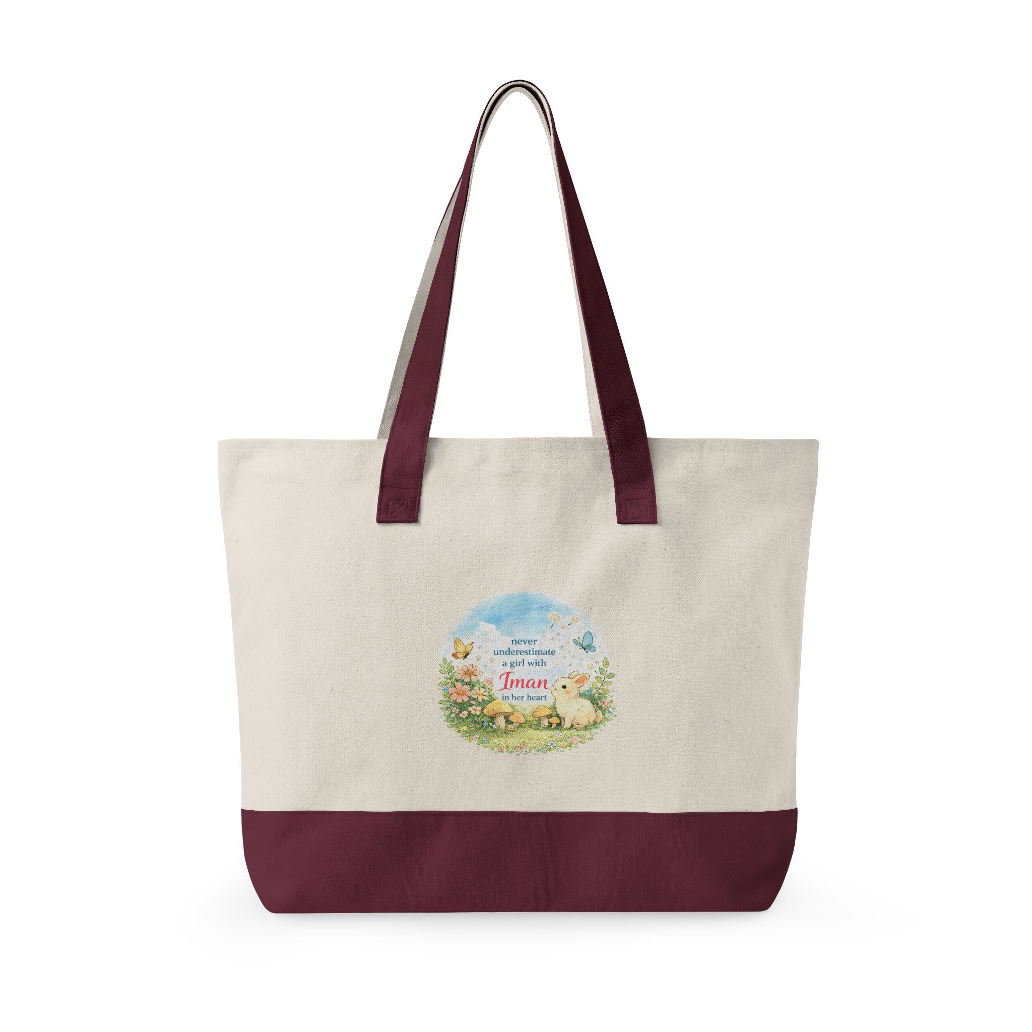 Girl with Iman in Her Heart - Zippered Canvas Tote
