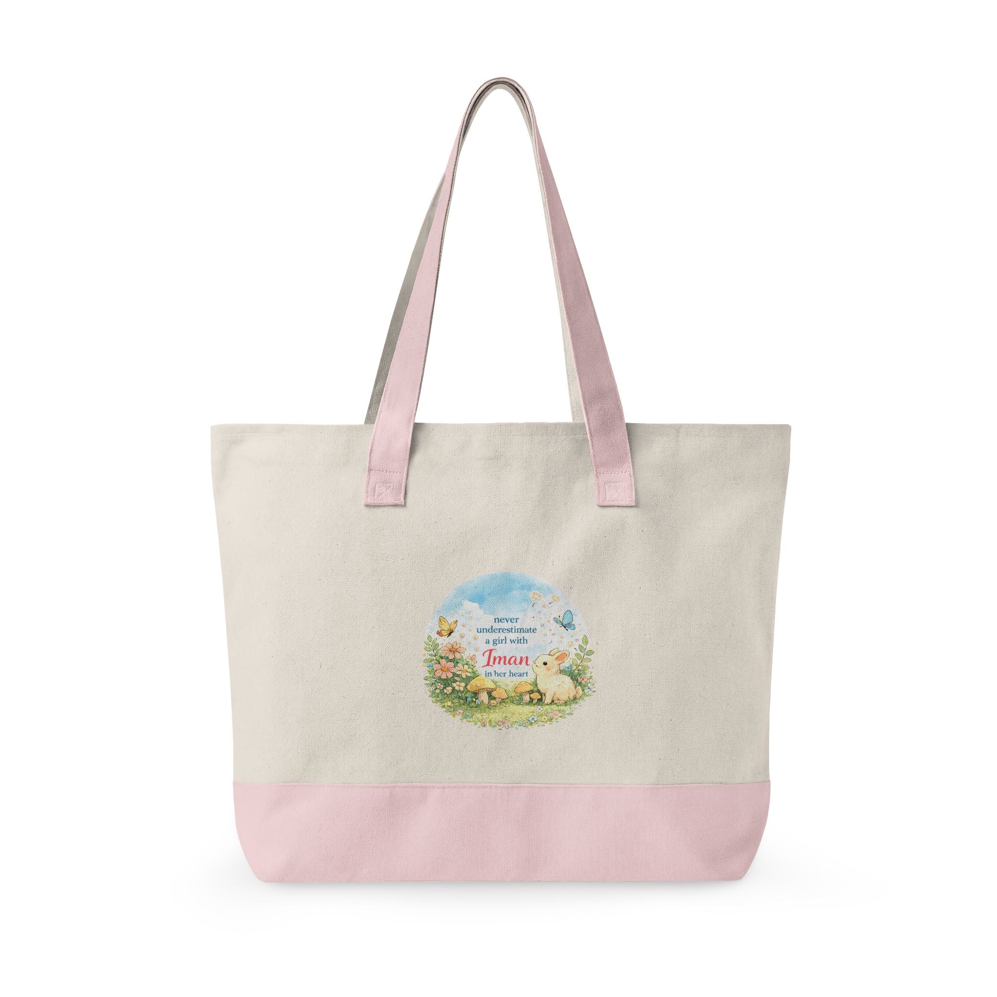 Girl with Iman in Her Heart - Zippered Canvas Tote
