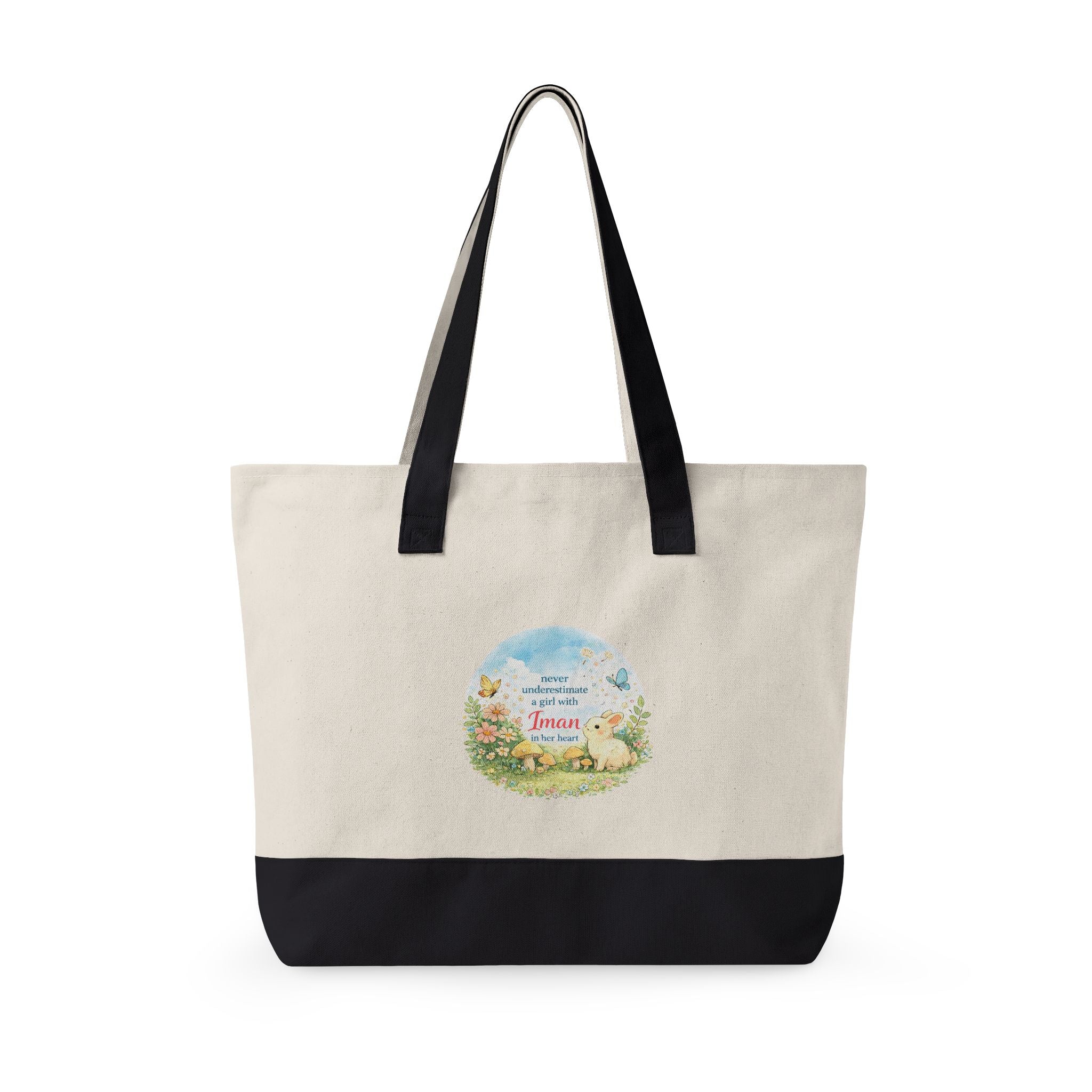 Girl with Iman in Her Heart - Zippered Canvas Tote