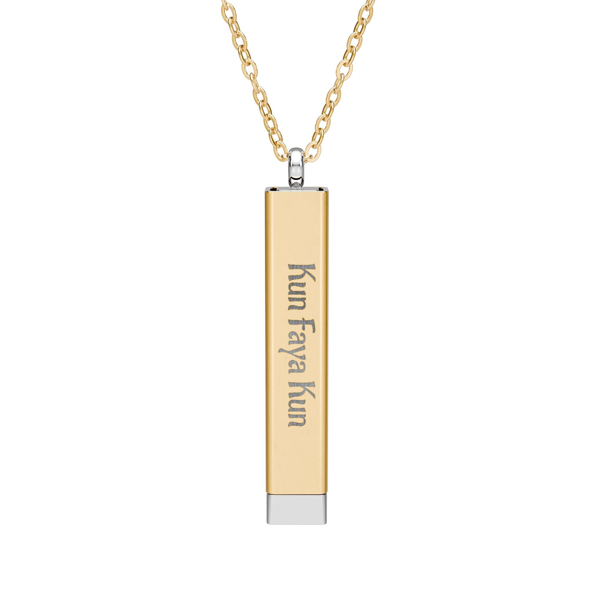 Kun Faya Kun - Hidden Message Sliding Blank Bar Necklace