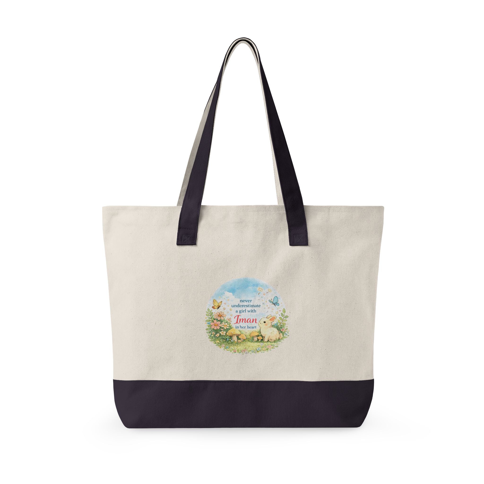 Girl with Iman in Her Heart - Zippered Canvas Tote