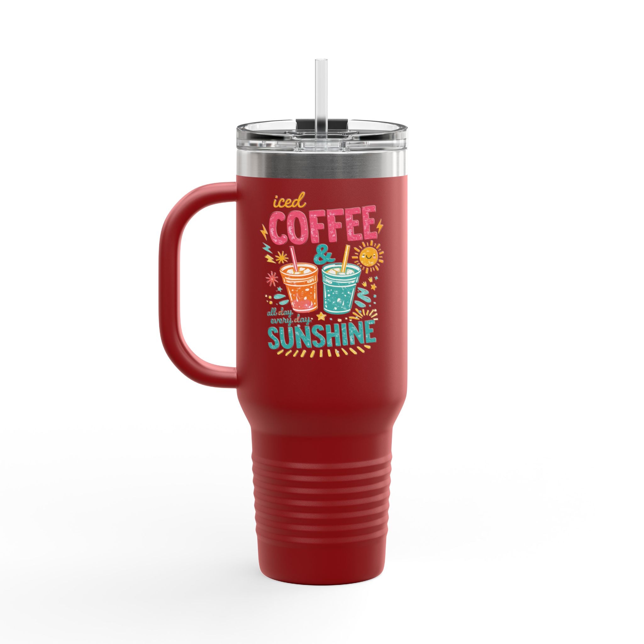 Iced Coffee & Sunshine - Insulated Travel Mug, 40oz