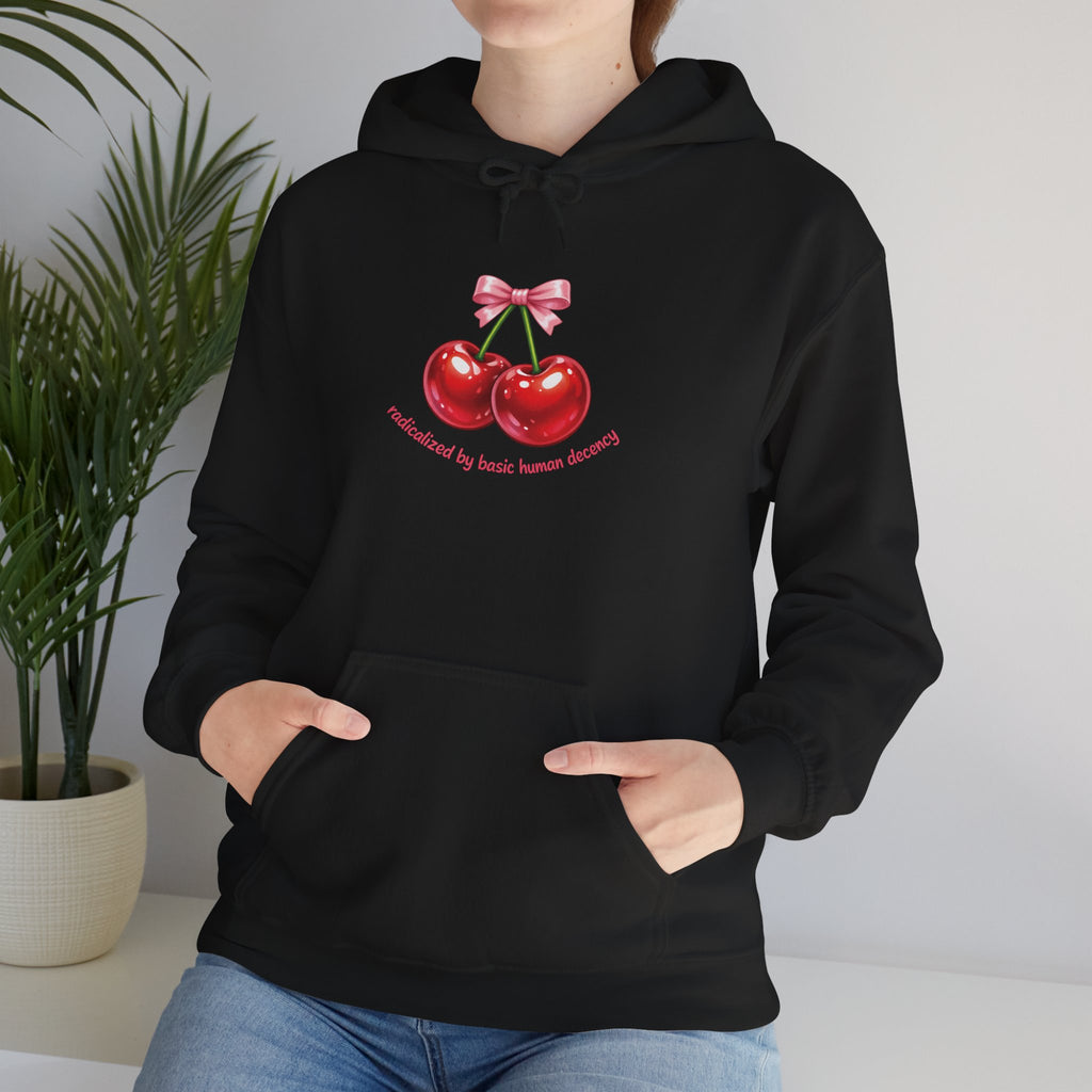 Radicalized by Basic Human Decency Cherry & Bow Hoodie