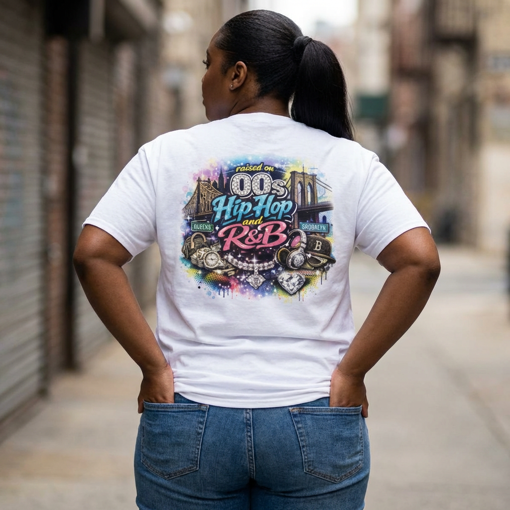Raised on 00s Hip Hop & R&B – Front & Back Graphic