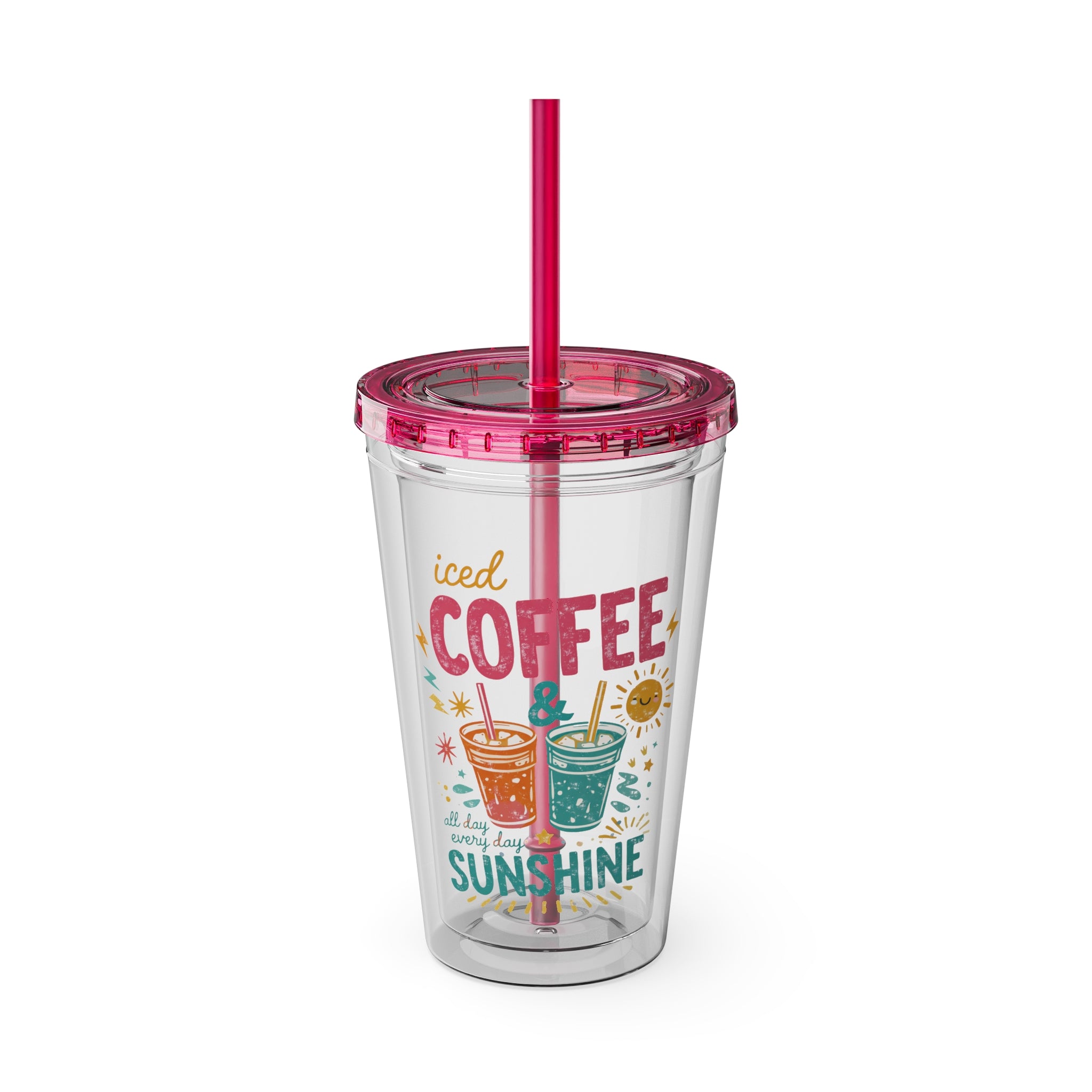 Iced Coffee & Sunshine - Tumbler with Straw, 16oz