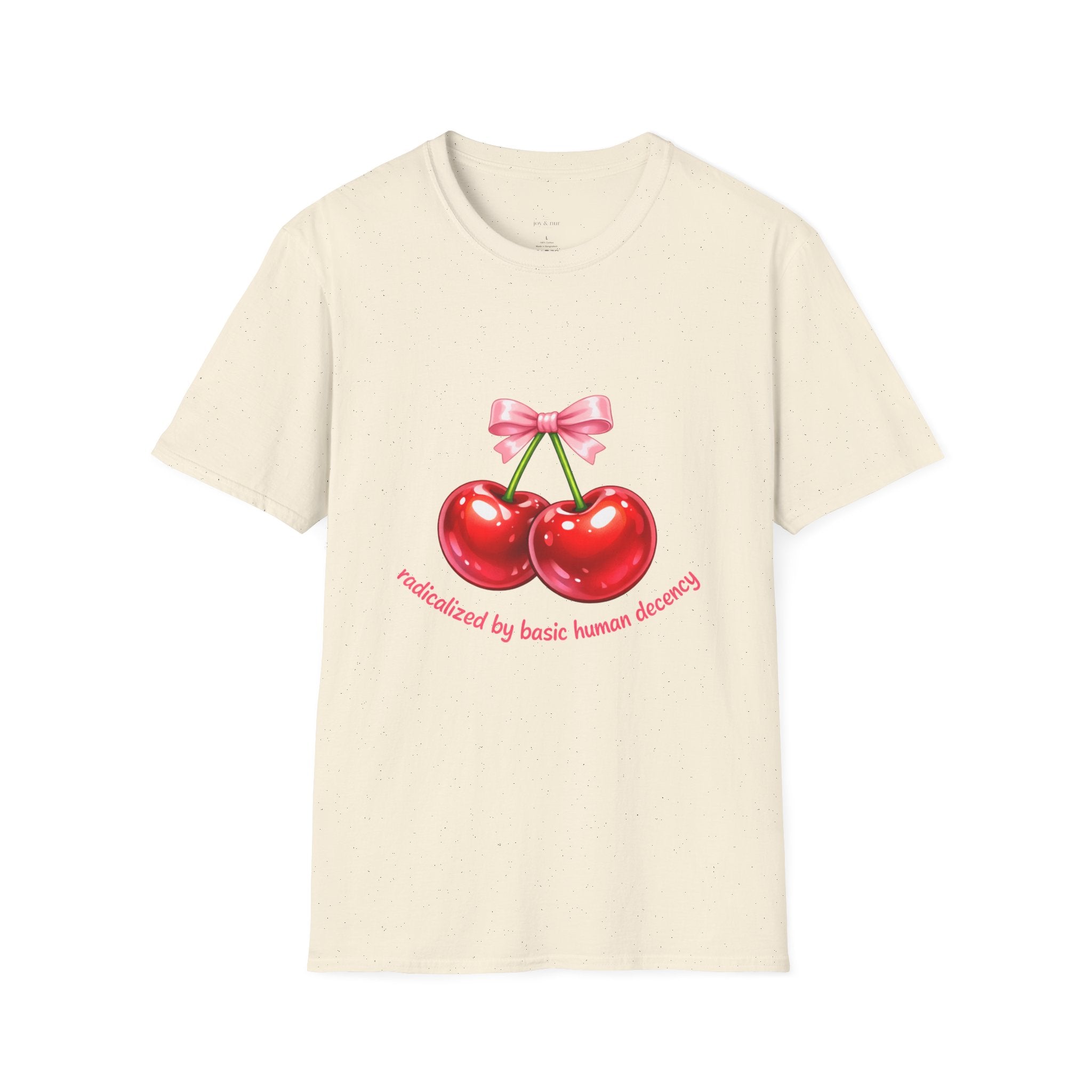 Radicalized by Basic Human Decency Bow & Cherry Tee