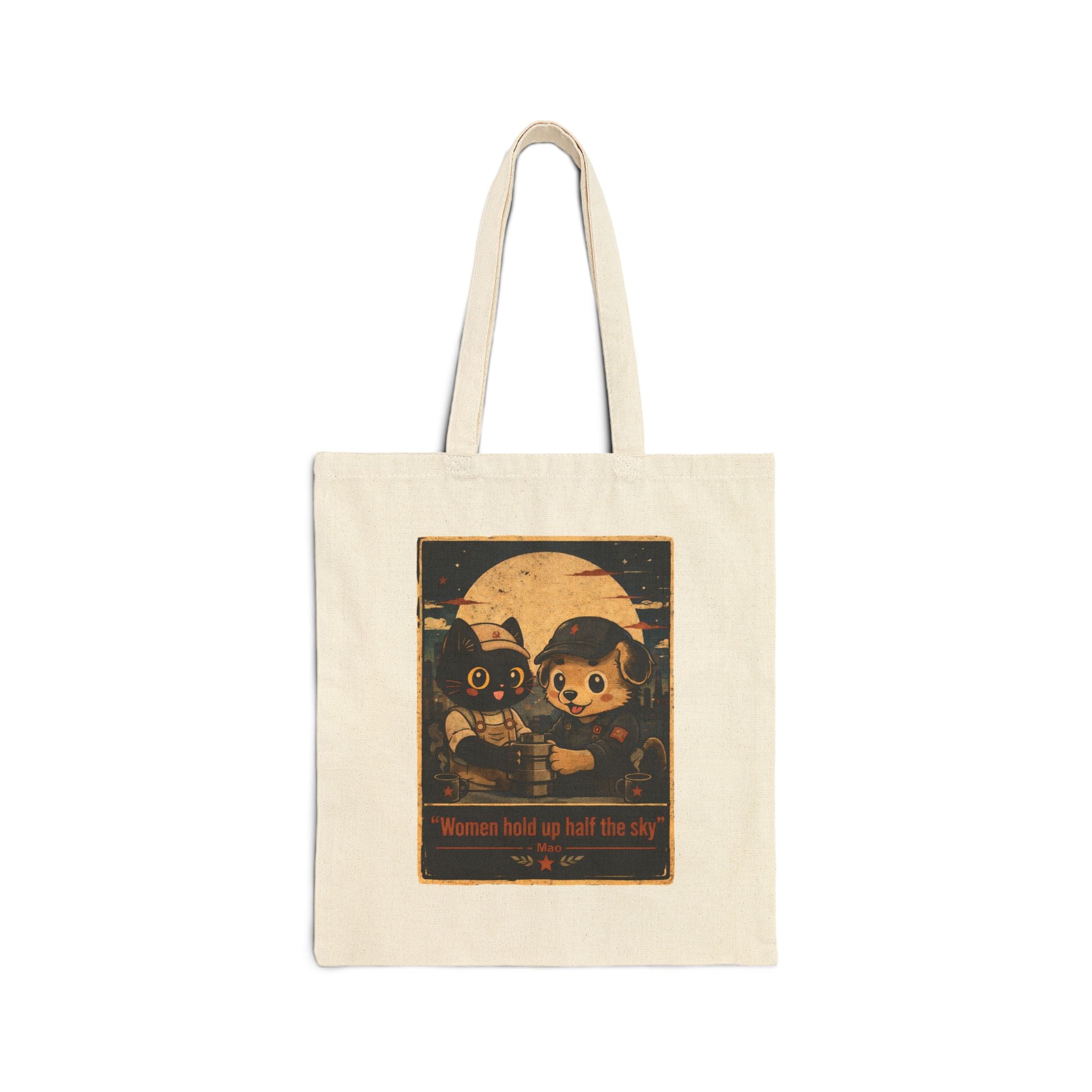 Women Hold Up Half the Sky – Front & Back Graphic Cotton Canvas Tote Bag