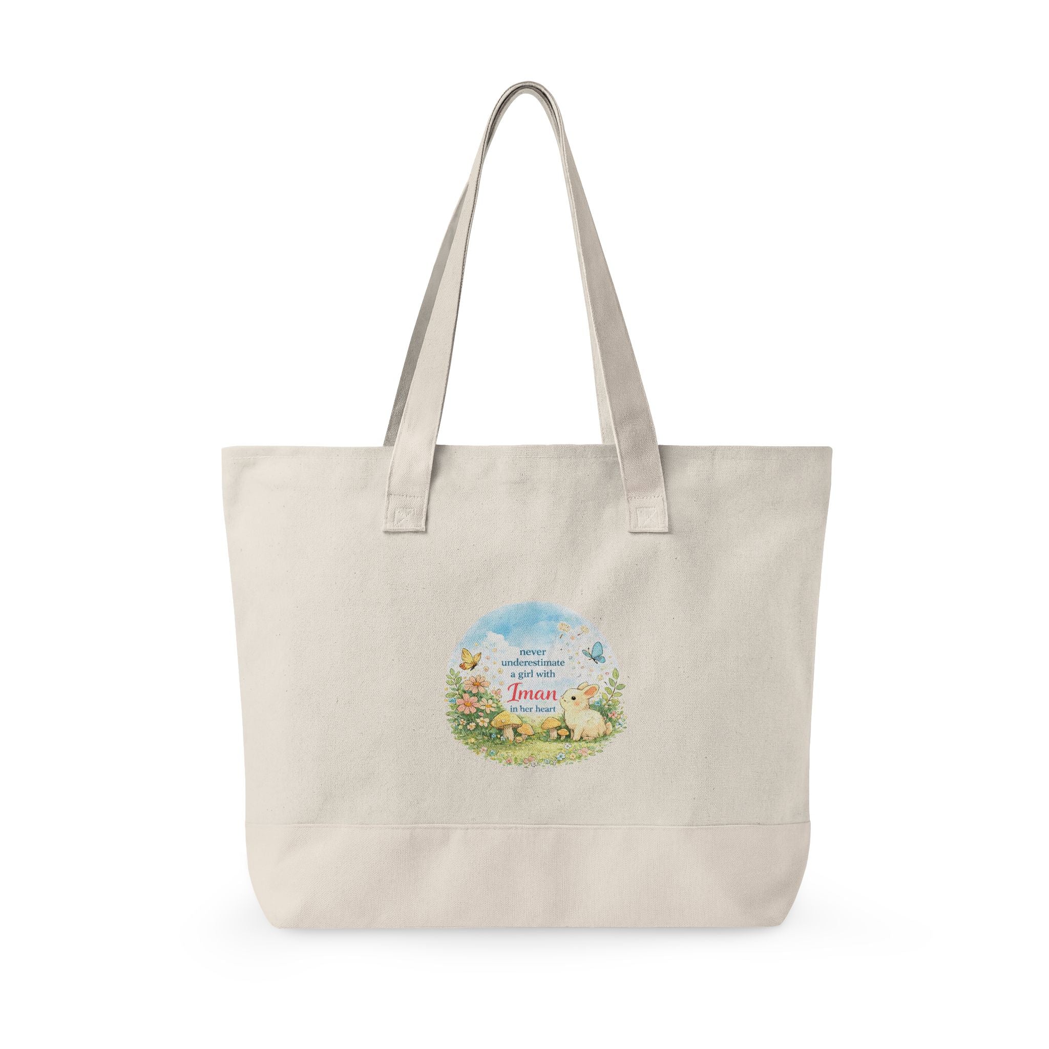 Girl with Iman in Her Heart - Zippered Canvas Tote