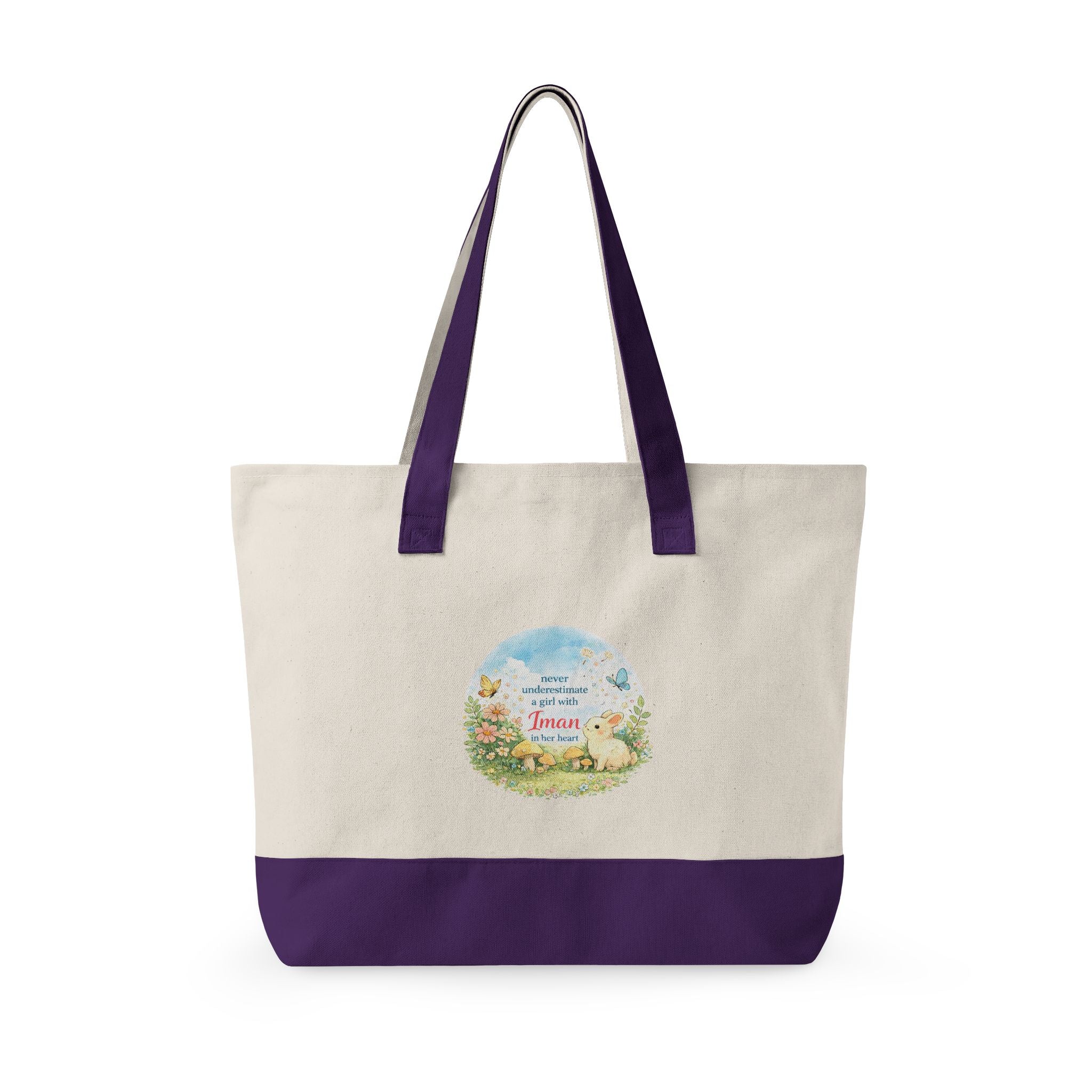 Girl with Iman in Her Heart - Zippered Canvas Tote