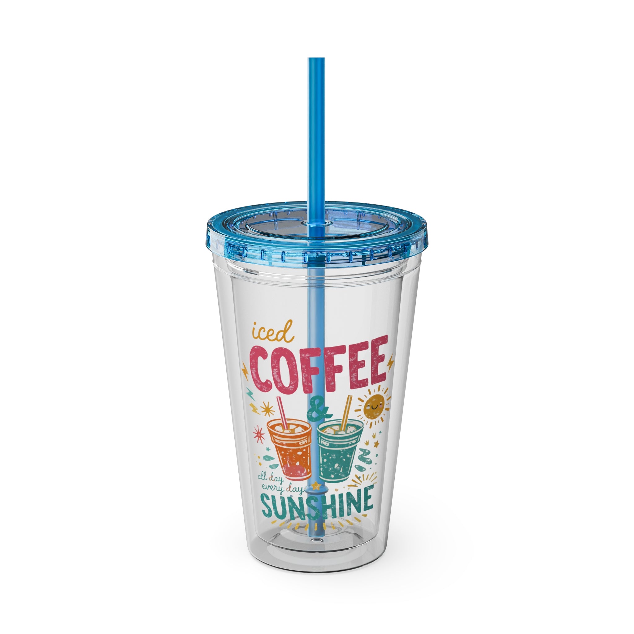 Iced Coffee & Sunshine - Tumbler with Straw, 16oz