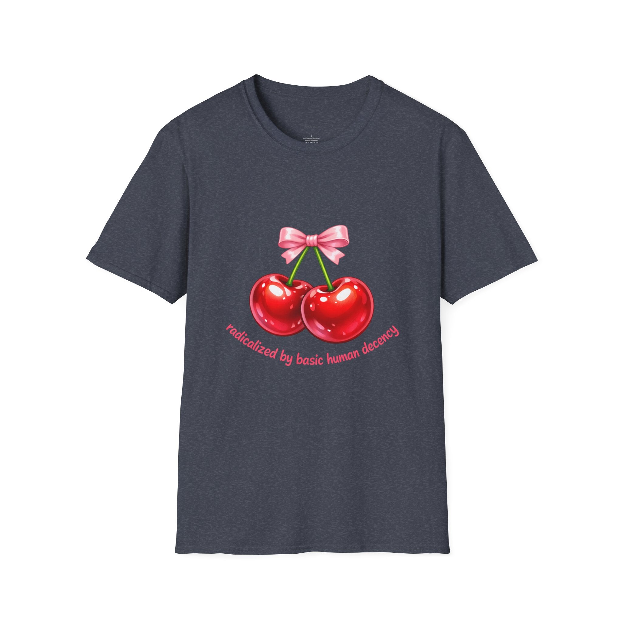 Radicalized by Basic Human Decency Bow & Cherry Tee
