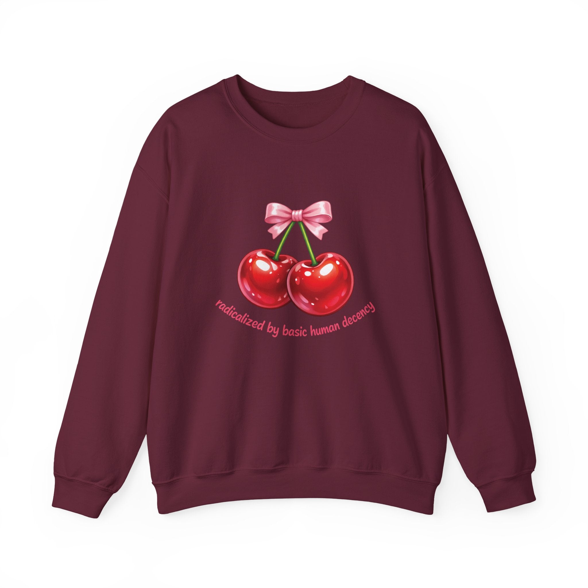 Radicalized by Basic Human Decency Cherry & Bow Sweatshirt