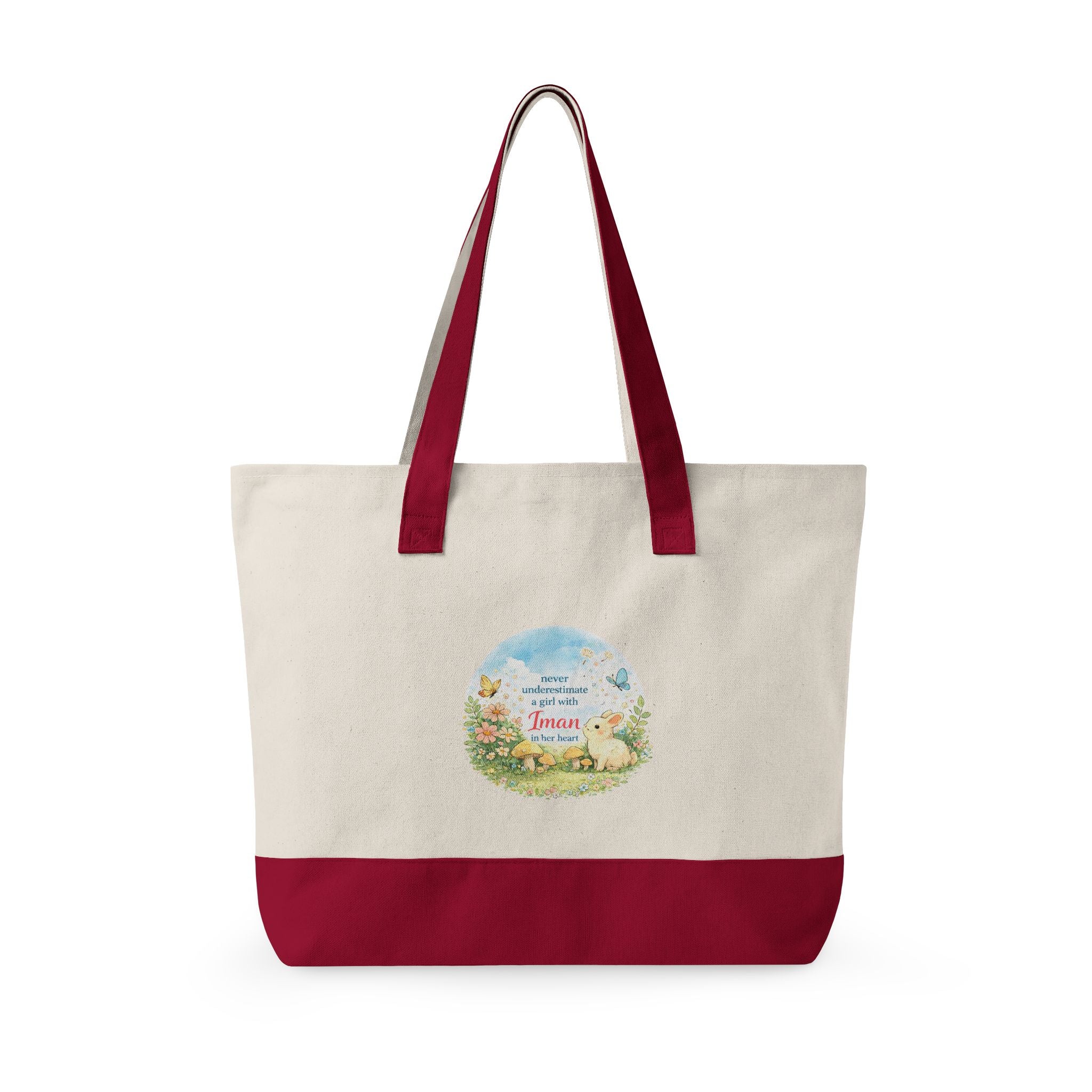 Girl with Iman in Her Heart - Zippered Canvas Tote