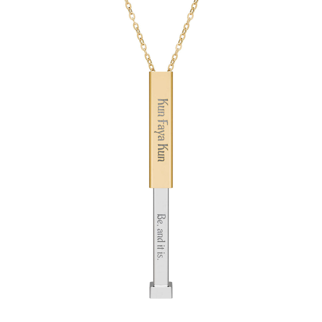 Kun Faya Kun - Hidden Message Sliding Blank Bar Necklace